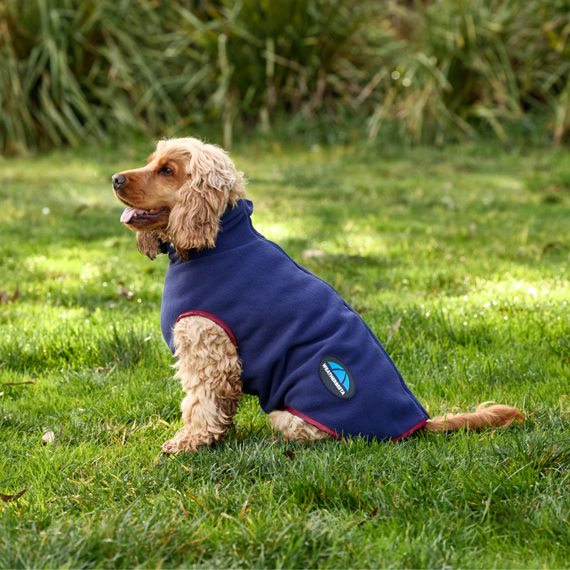 WeatherBeeta ComfiTec Fleece Zip Dog Coat - Navy/Burgundy-1