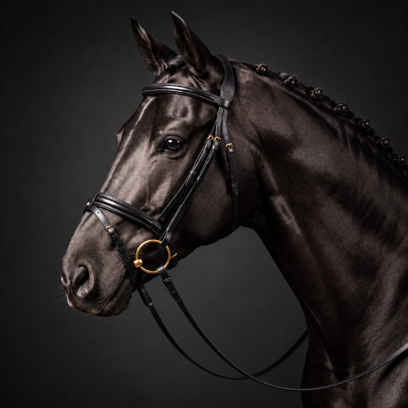 Cameo ComfortPro Flash Bridle with Rubber Grip Reins - Black