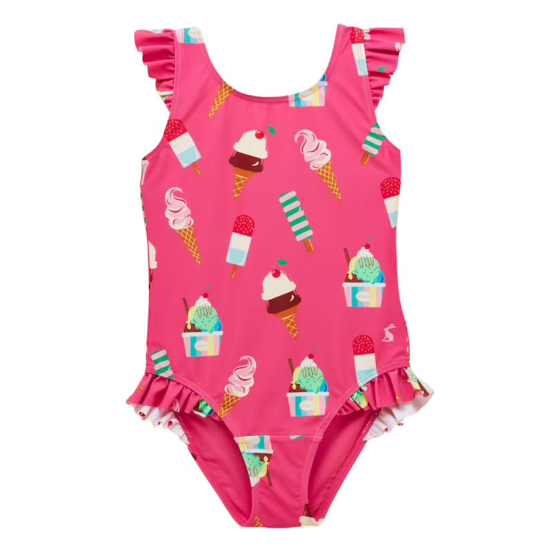Joules Girls' Splash Swimming Costume - Pink