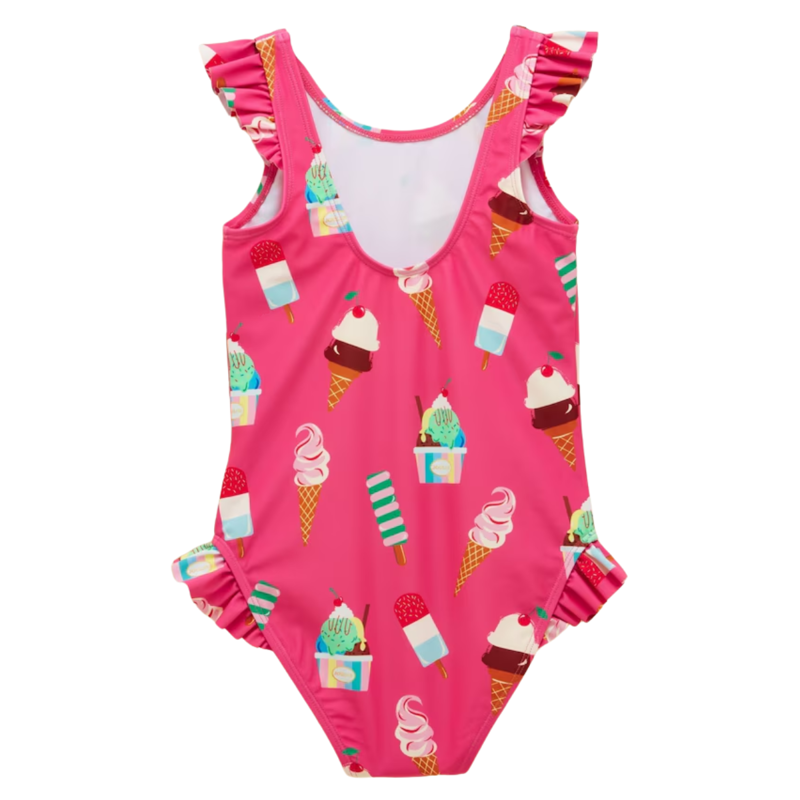 Joules Girls' Splash Swimming Costume - Pink-1