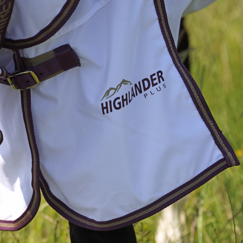 Shires Highlander Plus Fly Sheet Combo Rug - White/Black Cherry-4