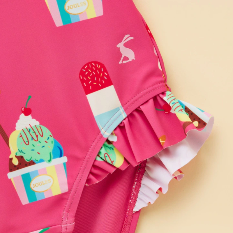 Joules Girls' Splash Swimming Costume - Pink-3