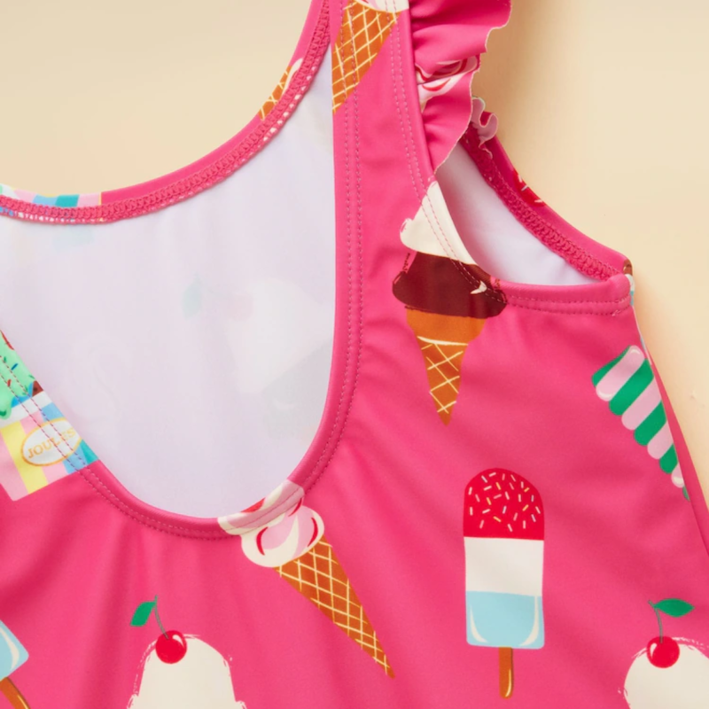 Joules Girls' Splash Swimming Costume - Pink-4