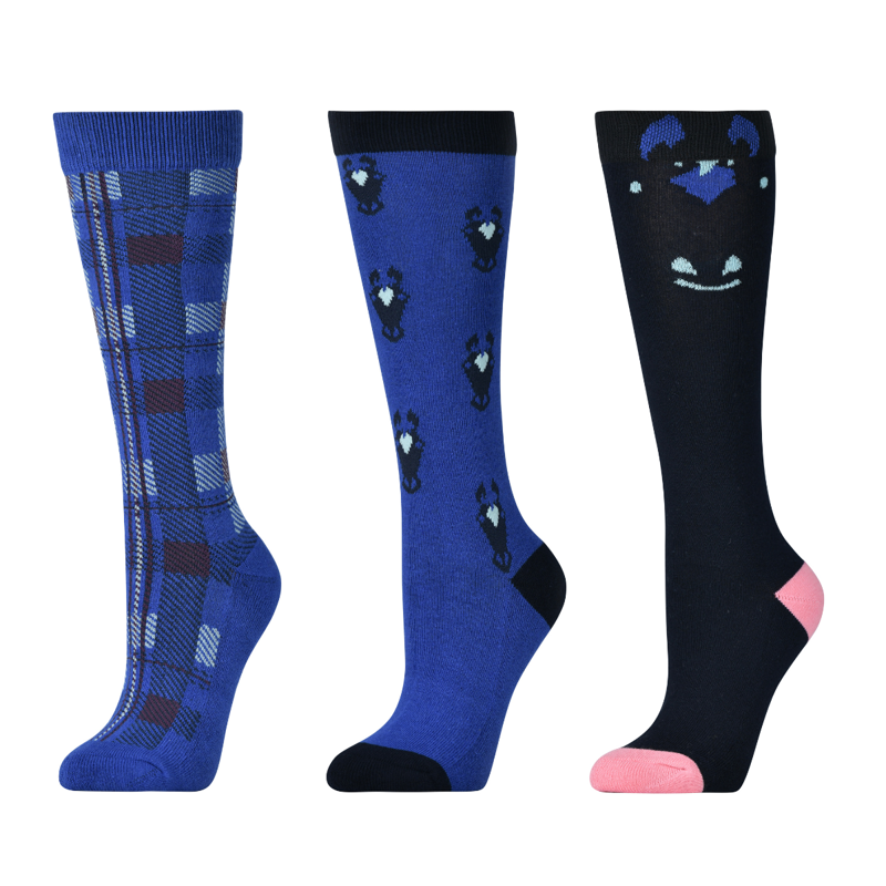Dublin Kids 3 Pack Socks - Cornflower Peekaboo Pony