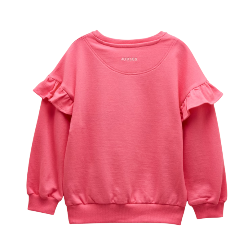 Joules Girls' Frill Sleeve Crew Neck Sweatshirt - Pink-1
