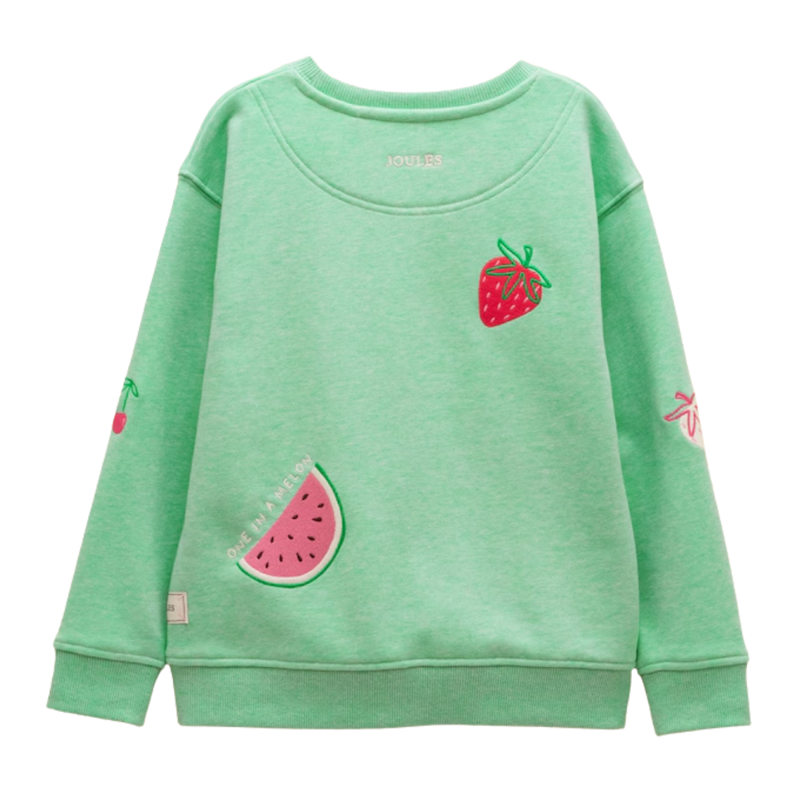 Joules Girls' Summer Days Embroideries Sweatshirt - Green-1