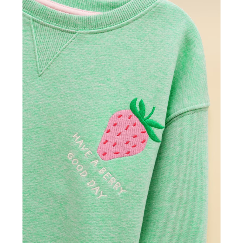 Joules Girls' Summer Days Embroideries Sweatshirt - Green-2