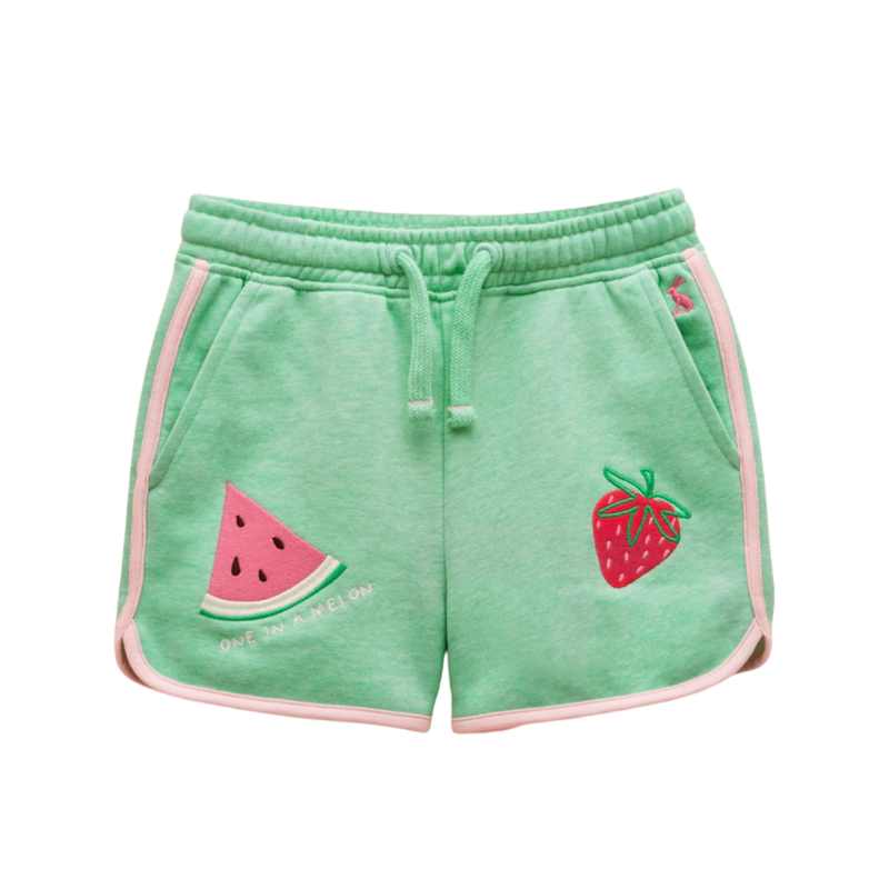 Joules Girls' Summerdays Loopback Sweat Short - Green Strawberry