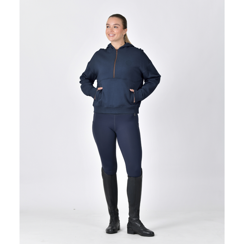 Dublin Ladies 1/4 Zip Hooded Fleece Pullover - Navy-1