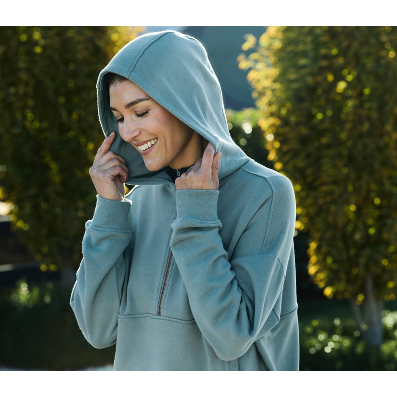 Dublin Ladies 1/4 Zip Hooded Fleece Pullover - Washed Teal-2