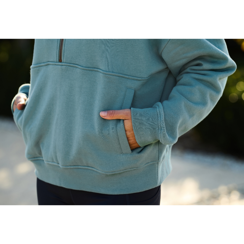 Dublin Ladies 1/4 Zip Hooded Fleece Pullover - Washed Teal-3