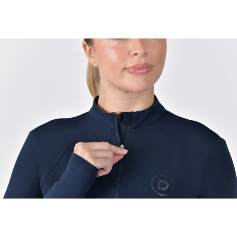 Dublin Ladies Brushed Long Sleeve Riding Top - Navy-1