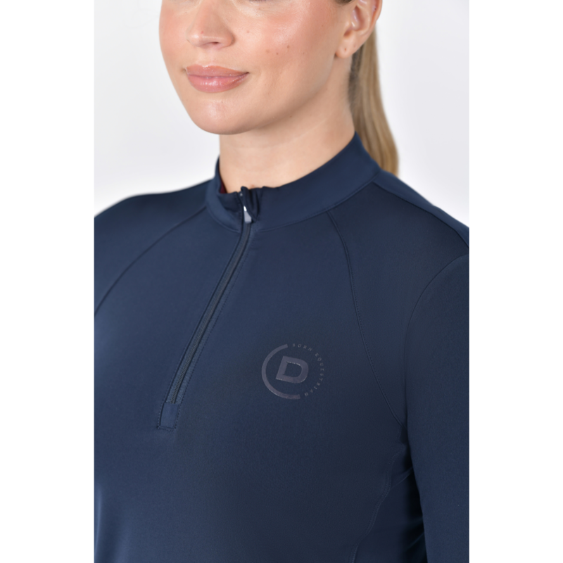 Dublin Ladies Brushed Long Sleeve Riding Top - Navy-2