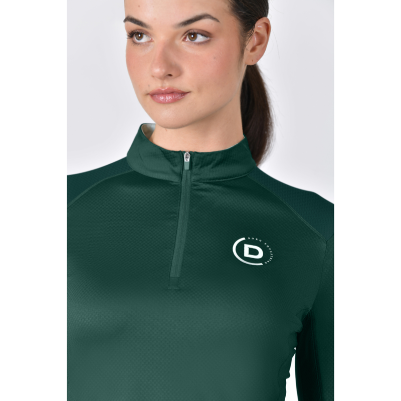 Dublin Ladies Breathable Long Sleeve Riding Top - Dark Emerald Green-1