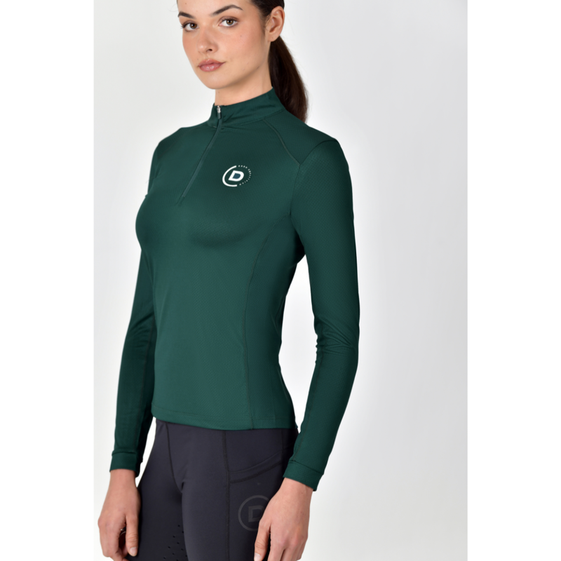Dublin Ladies Breathable Long Sleeve Riding Top - Dark Emerald Green-2
