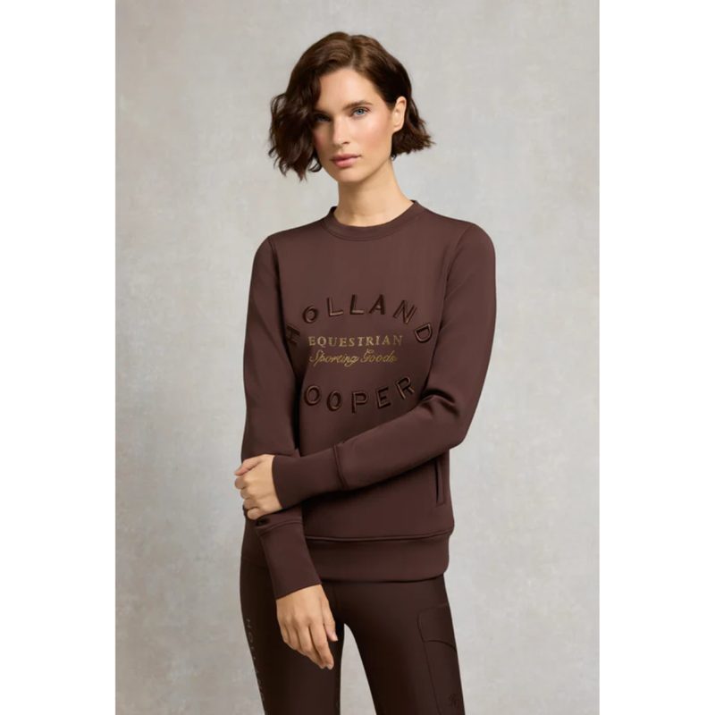 Holland Cooper Crystal Crew Neck Sweat - Walnut-1