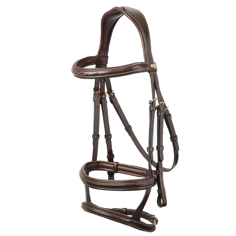 LeMieux Kudos Double Noseband Bridle - Havana/Brass