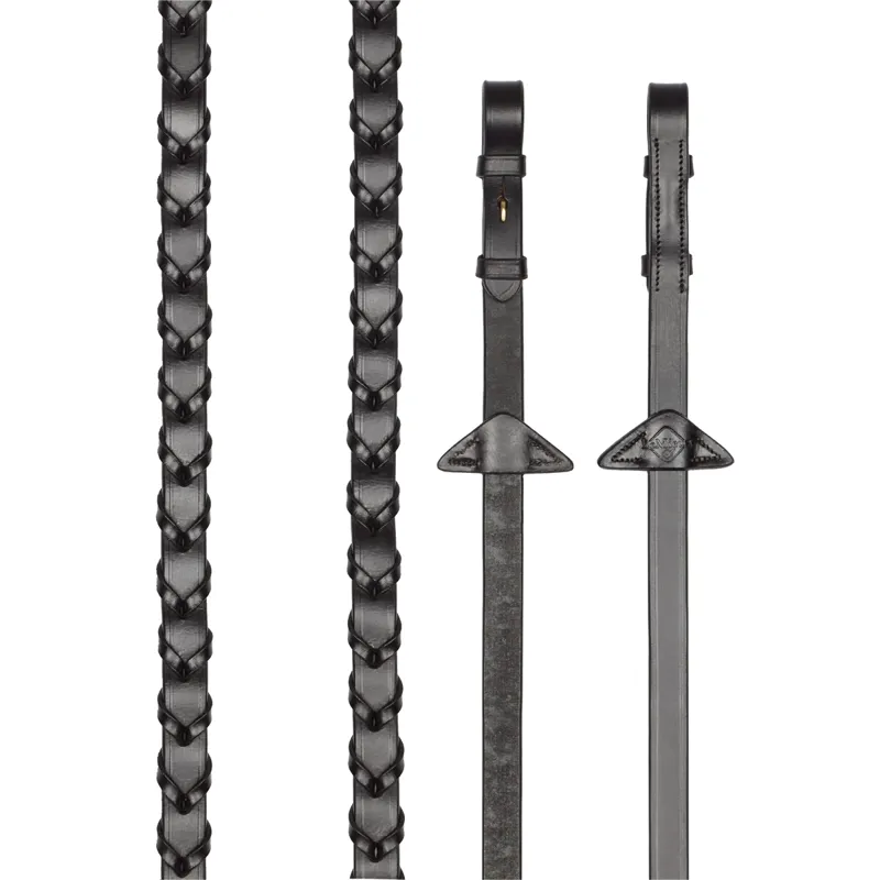 LeMieux Leather Laced Reins - Brown/Brass