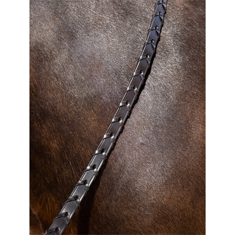 LeMieux Leather Laced Reins - Brown/Brass-1