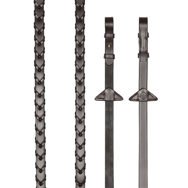 LeMieux Leather Laced Reins - Havana/Brass