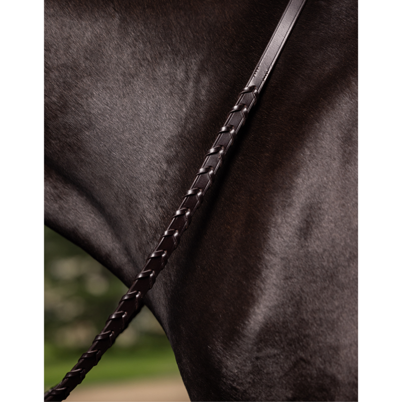 LeMieux Leather Laced Reins - Havana/Brass-1
