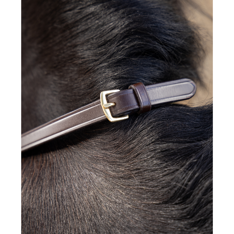 LeMieux Leather Laced Reins - Havana/Brass-2