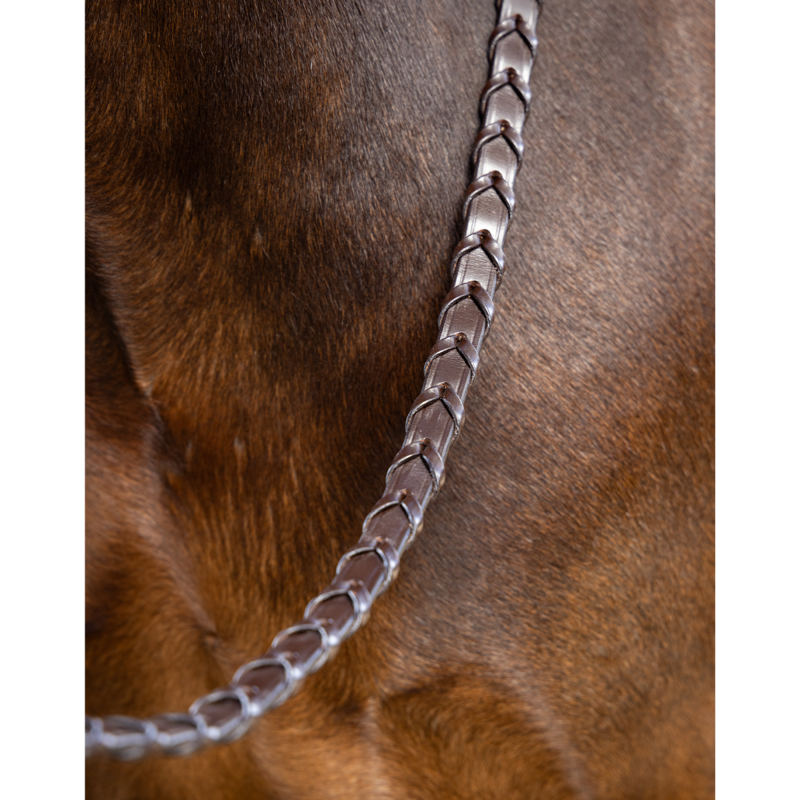 LeMieux Leather Laced Reins - Havana/Silver-1