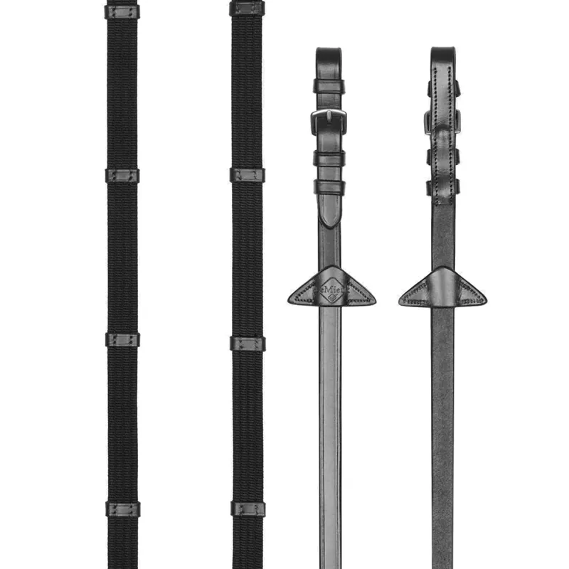 LeMieux Webbed Continental Reins - Black/Silver