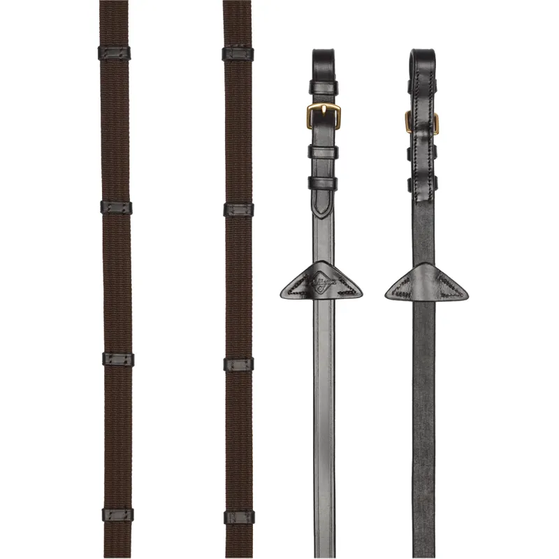 LeMieux Webbed Continental Reins Full - Brown/Brass