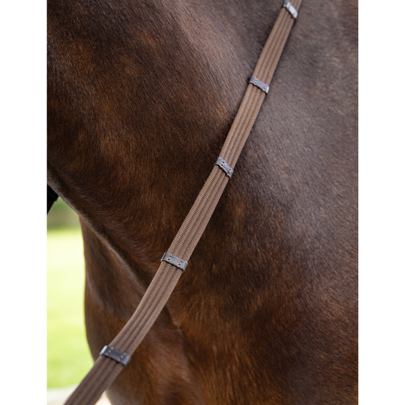 LeMieux Webbed Continental Reins Full - Brown/Brass-3