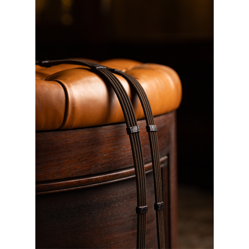 LeMieux Webbed Continental Reins Full - Brown/Brass-4