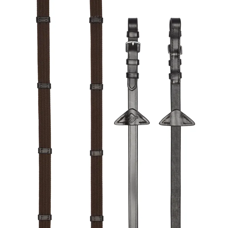 LeMieux Webbed Continental Reins - Brown/Silver