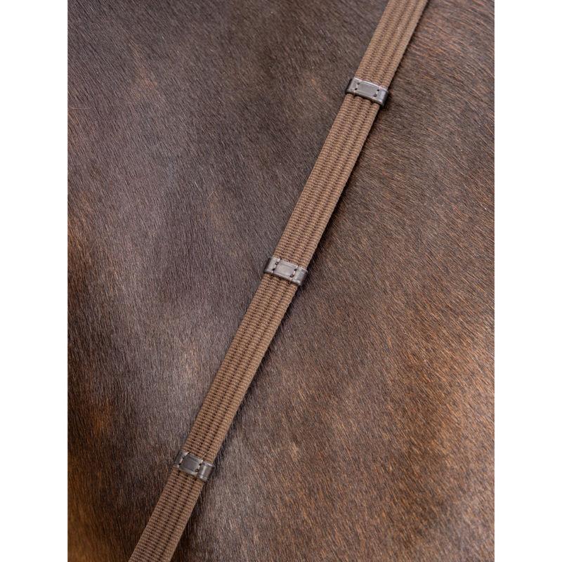 LeMieux Webbed Continental Reins - Brown/Silver-1