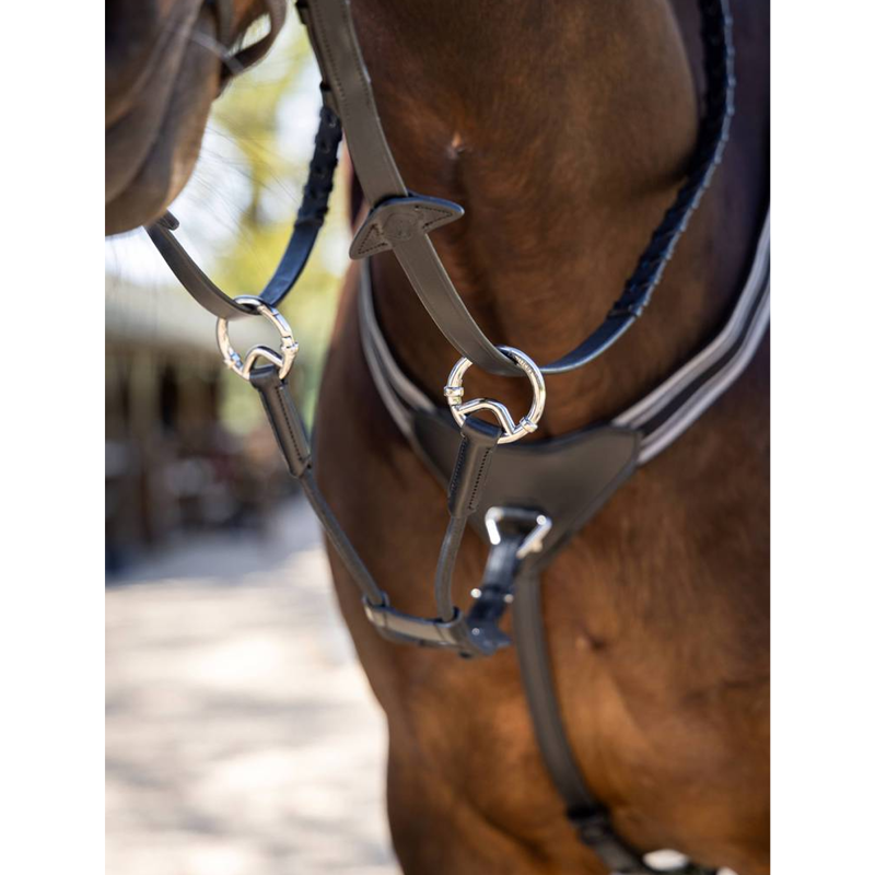 LeMieux Elasticated Martingale Attachment - Black/Silver-1