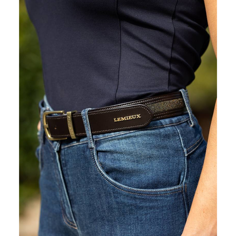 LeMieux Crystal Insert Belt - Brown-3