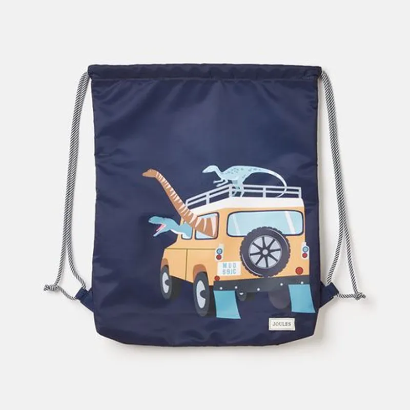 Joules Adventurer Dinosaur Drawstring Bag - Navy Blue