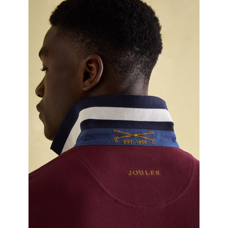 Joules Men's Embellished Classic Fit Polo Shirt - Navy/Burgundy-4