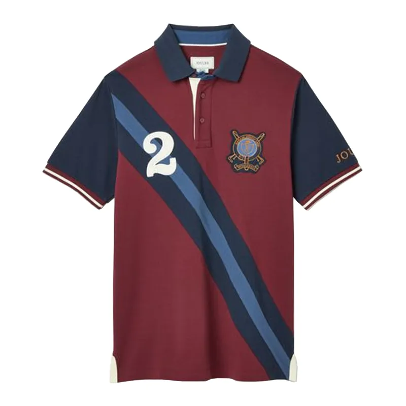 Joules Men's Embellished Classic Fit Polo Shirt - Navy/Burgundy