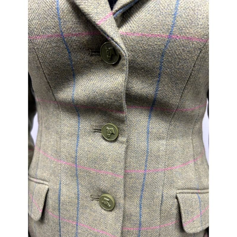 Shires Ladies Huntingdon Jacket 30 - Green/Pink Check-2
