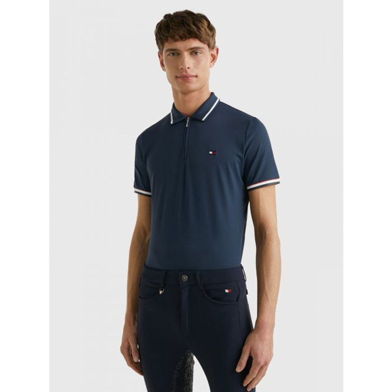 Tommy Hilfiger Men's Performance Zip Polo Shirt - Desert Sky-1