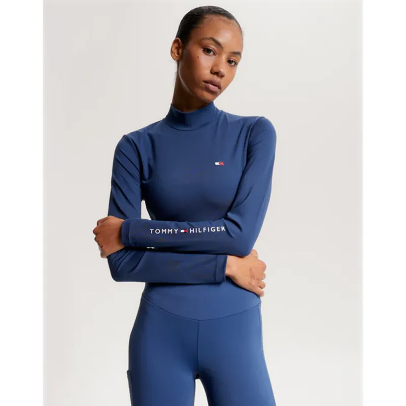 Tommy Hilfiger High Neck Long Sleeve Base Layer - Indigo Blue