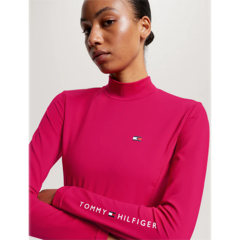 Tommy Hilfiger High Neck Long Sleeve Base Layer - Cherry-2