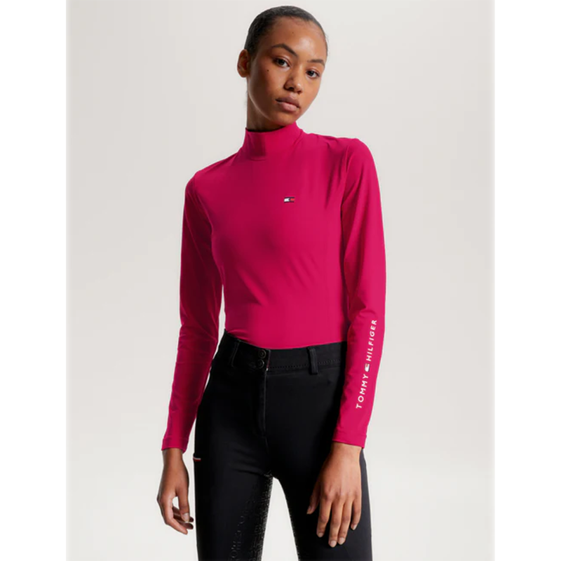 Tommy Hilfiger High Neck Long Sleeve Base Layer - Cherry-3