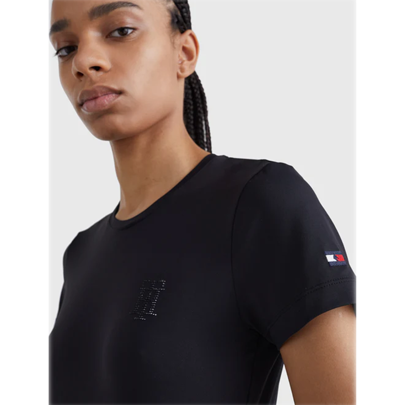 Tommy Hilfiger Performance TH Style Rhinestone T-Shirt - Black-3