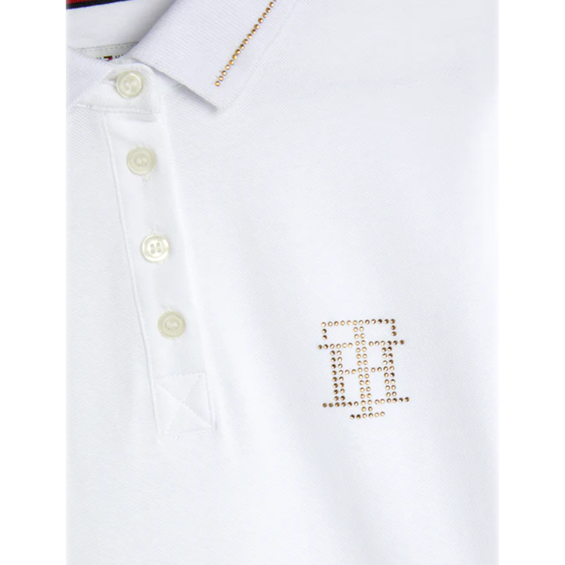 Tommy Hilfiger Rhinestone Polo Shirt - Optic White-2
