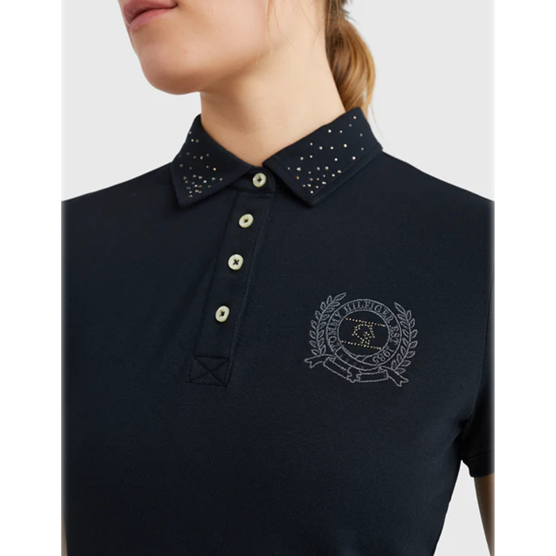Tommy Hilfiger Rhinestone Performance Polo Shirt - Black-3