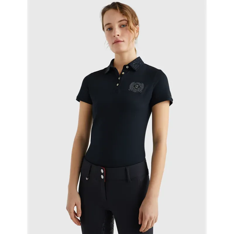 Tommy Hilfiger Rhinestone Performance Polo Shirt - Black-4