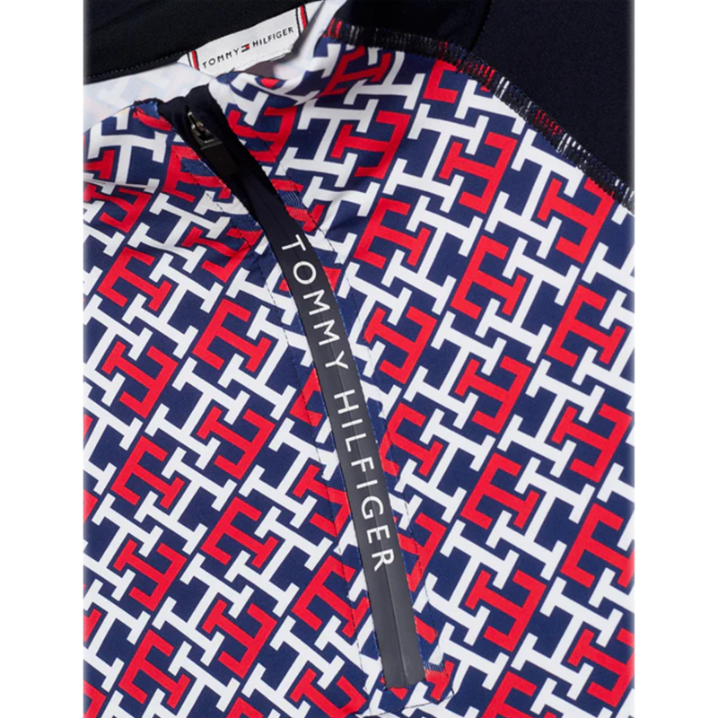 Tommy Hilfiger Women's Denver Monogram Cooling Short Sleeve 1/4 Zip Training Top - Multi-2