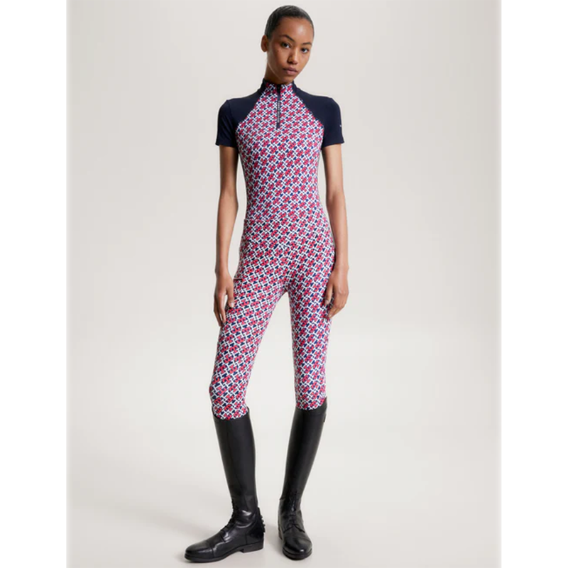 Tommy Hilfiger Women's Denver Monogram Cooling Short Sleeve 1/4 Zip Training Top - Multi-6