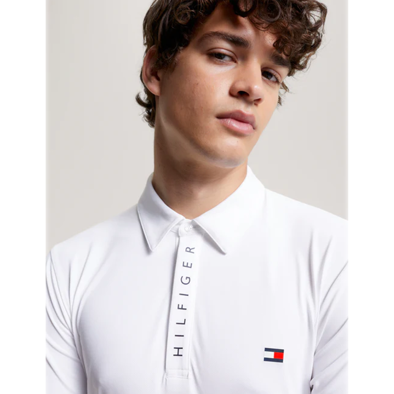 Tommy Hilfiger Men's Harlem Short Sleeve Logo Polo Shirt - Optic White-2
